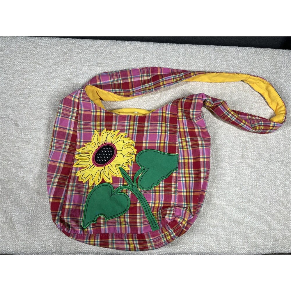 Boho Bohemian Bag Sunflower Slouchy Shoulder Handbag Floral Embroidered Madras
